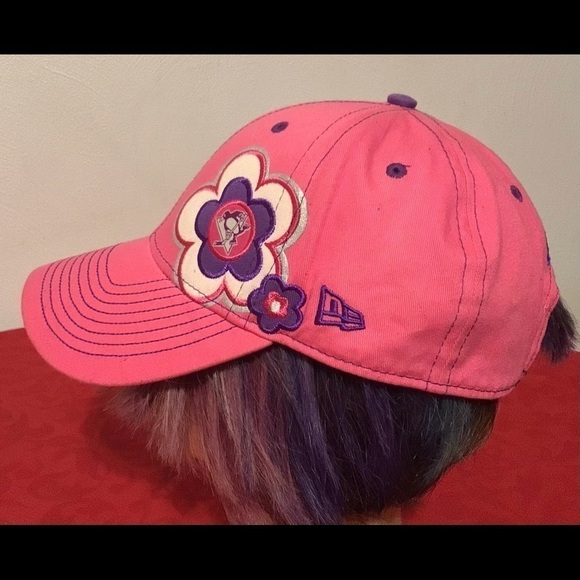 Pittsburgh Penguins NHL Youth Girls Kids Pink New Era 9Forty Baseball Hat Cap - Picture 3 of 7